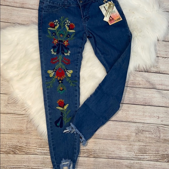 Embroidered Jeans size 29/9 - Picture 2 of 6